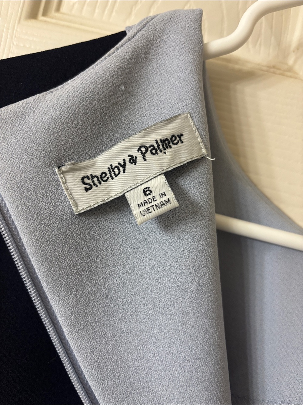 Shelby & Palmer Light Blue, Navy & White Sleeveless Colorblock Sheath Dress - Picture 3 of 4